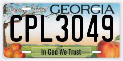 GA license plate CPL3049
