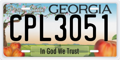 GA license plate CPL3051