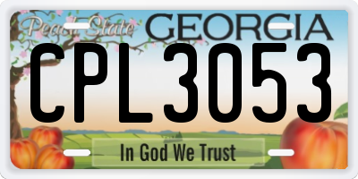 GA license plate CPL3053