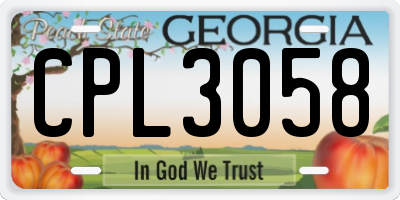 GA license plate CPL3058