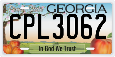 GA license plate CPL3062