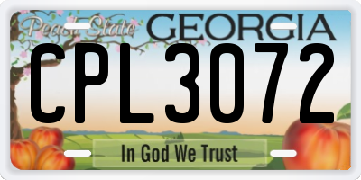 GA license plate CPL3072