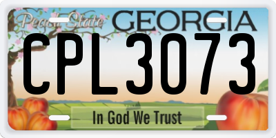 GA license plate CPL3073
