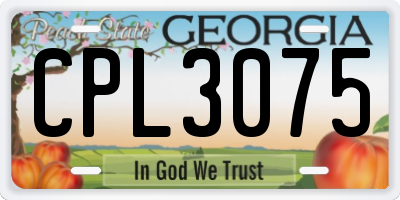 GA license plate CPL3075