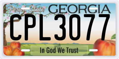 GA license plate CPL3077