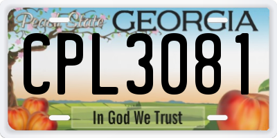 GA license plate CPL3081