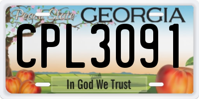 GA license plate CPL3091