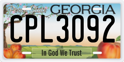 GA license plate CPL3092
