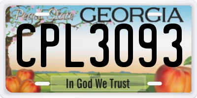 GA license plate CPL3093