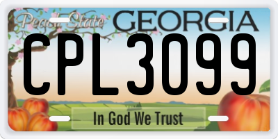GA license plate CPL3099