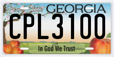 GA license plate CPL3100