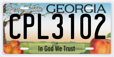 GA license plate CPL3102