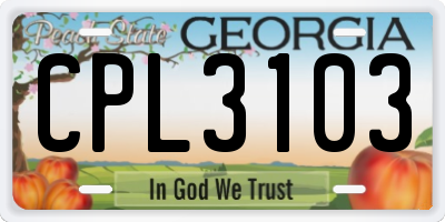 GA license plate CPL3103