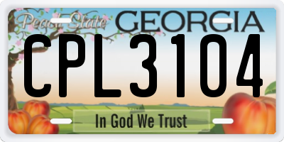 GA license plate CPL3104
