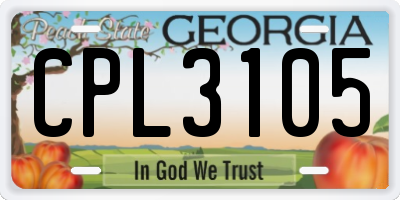 GA license plate CPL3105