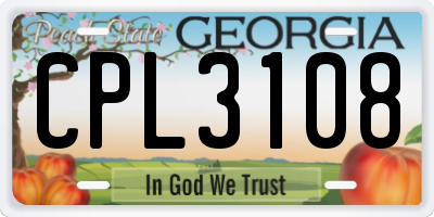GA license plate CPL3108