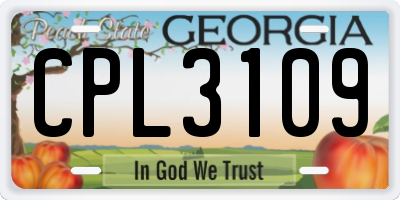 GA license plate CPL3109