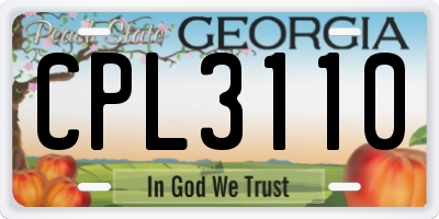 GA license plate CPL3110