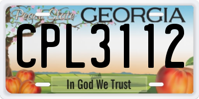 GA license plate CPL3112