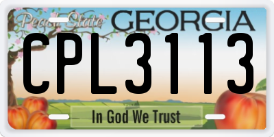 GA license plate CPL3113