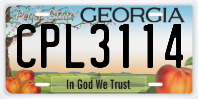 GA license plate CPL3114