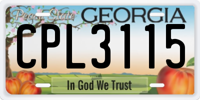 GA license plate CPL3115