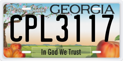 GA license plate CPL3117