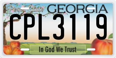 GA license plate CPL3119