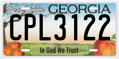 GA license plate CPL3122