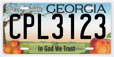 GA license plate CPL3123