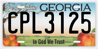 GA license plate CPL3125