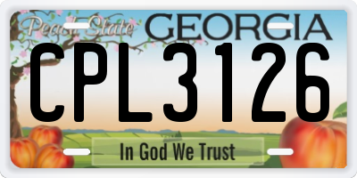 GA license plate CPL3126