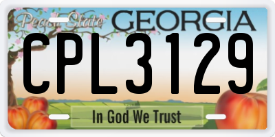 GA license plate CPL3129