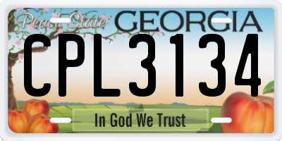 GA license plate CPL3134