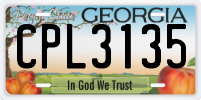 GA license plate CPL3135
