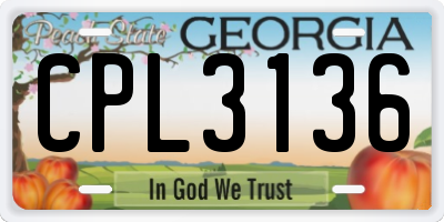 GA license plate CPL3136