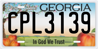 GA license plate CPL3139