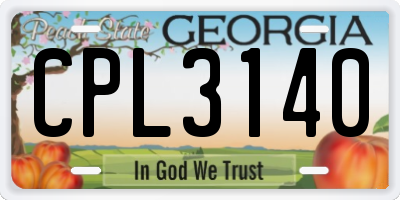 GA license plate CPL3140