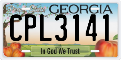 GA license plate CPL3141