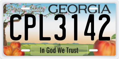 GA license plate CPL3142