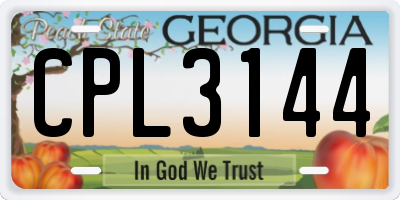 GA license plate CPL3144