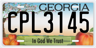 GA license plate CPL3145