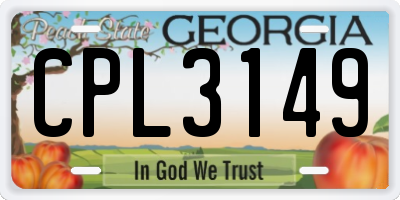 GA license plate CPL3149