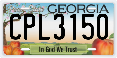 GA license plate CPL3150