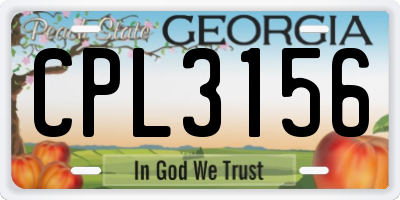 GA license plate CPL3156