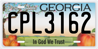 GA license plate CPL3162