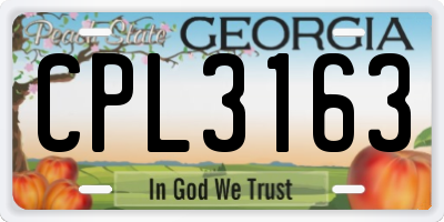 GA license plate CPL3163