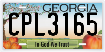 GA license plate CPL3165
