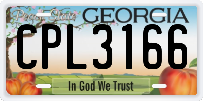 GA license plate CPL3166