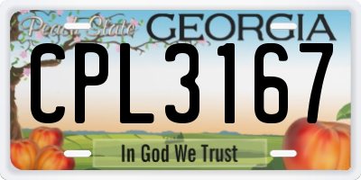 GA license plate CPL3167
